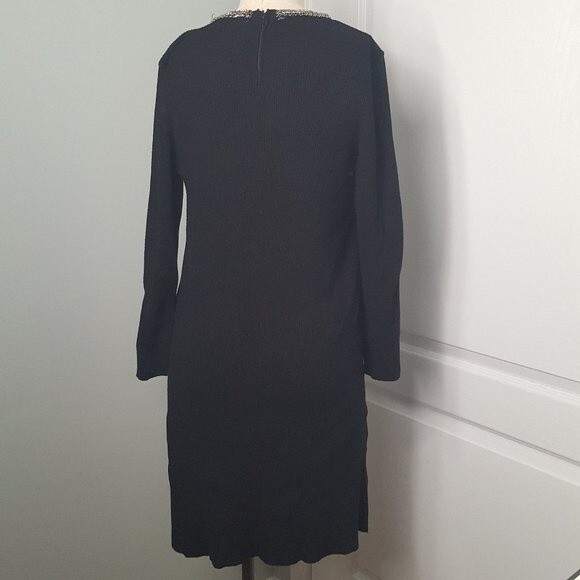 Zara Knit Black Sweater Dress with Beaded Neck - Picture 3 of 7